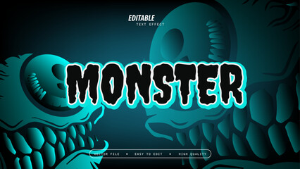 Monster Text Effect with Glossy and Vector Illustration