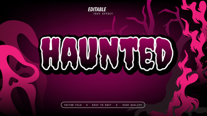 Editable Haunted Text Effect with Pink and Purple Halloween Theme
