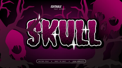Skull Text Effect with Glossy and Vector Illustration