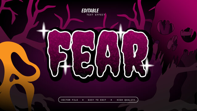 Fear Text Effect with Glossy and Vector Illustration
