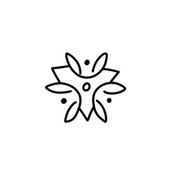 floral ornament line art icon