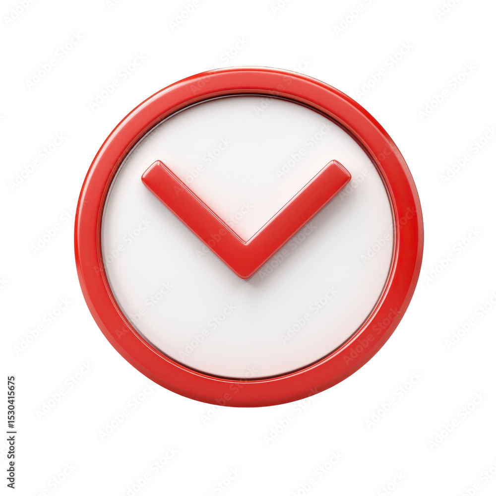 Poster red arrow icon descending direction symbol alert notification infographic on transparent background