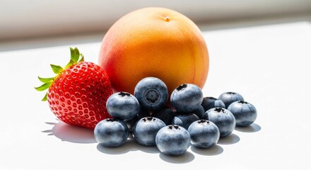 A bountiful pile of mixed berries, sweet cherries, and citrus, symbolizing natural goodness.

