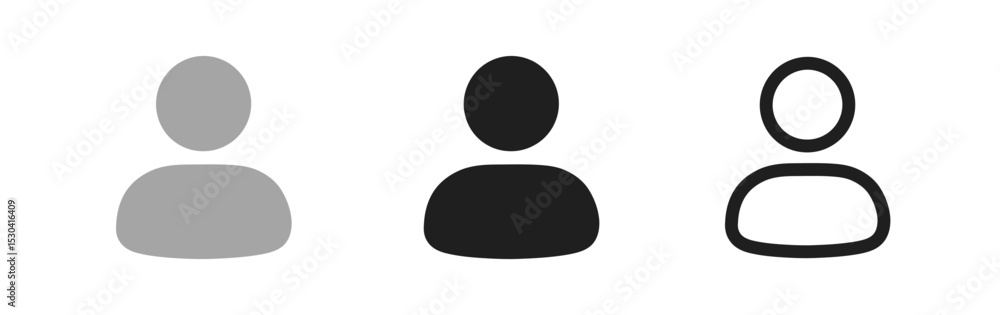 Poster three different styles of generic profile icons on a white background