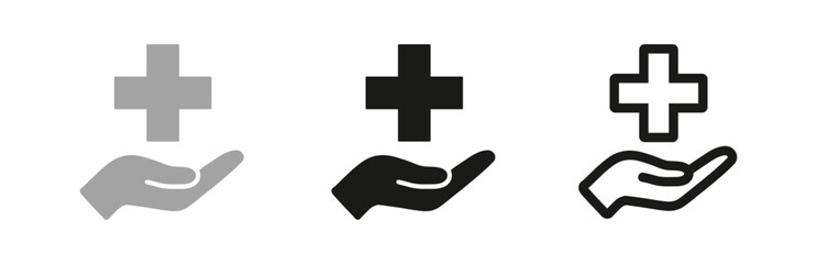 Obraz premium Medical Cross in Hand Symbolizes Healthcare Provision and Charitable Assistance