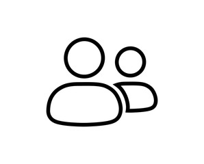 Simple Line Drawing of Two Generic People Side by Side on a White Background