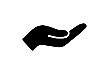 Open Hand Gesture Symbol in Black Isolated on White Backdrop