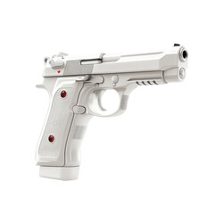 Sleek White Handgun Pistol Weapon Armament Security Object Isometric on transparent background