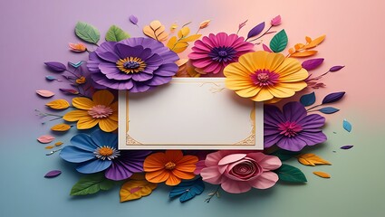 Obraz premium Vibrant Paper Flower Frame A Colorful Floral Design for Spring
