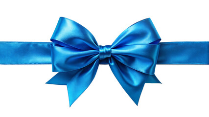 Luxury Blue Satin Ribbon with Bow – Elegant Gift Decoration, Packaging, Logo Mockup, Branding, and Marketing Design Element (PNG Transparent Cutout)