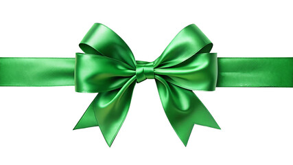 Luxury Green Satin Ribbon with Bow – Elegant Gift Decoration, Packaging, Logo Mockup, Branding, and Marketing Design Element (PNG Transparent Cutout)