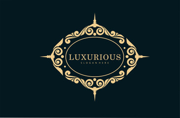 Luxury decoration golden vector design illustration