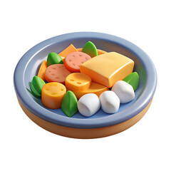 3d render of cheese and mozzarella dish