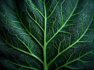 Close-up of a vibrant green leaf showcasing intricate veins.