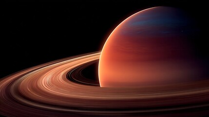 Ringed celestial body with vibrant colors.