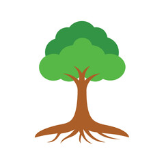 vector tree with green leaves
