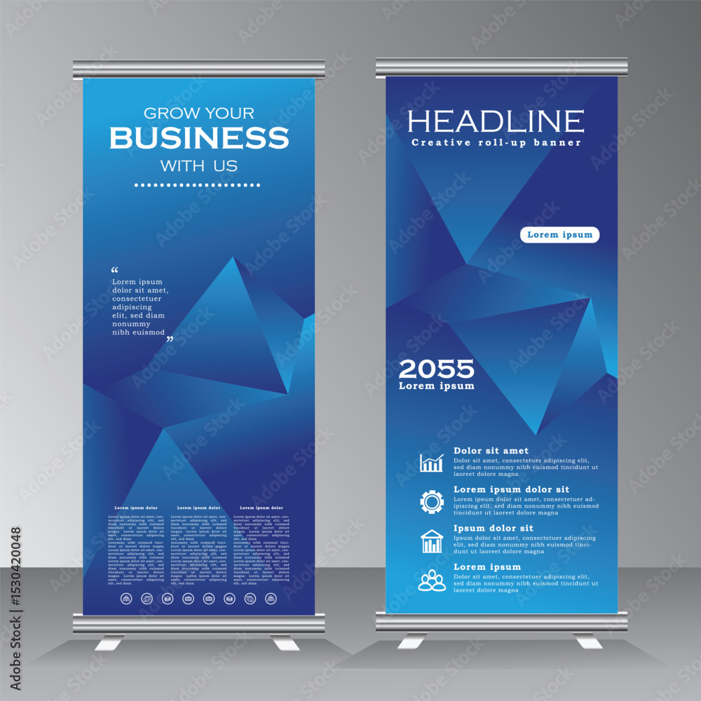 Canvas Prints abstract background roll up banner desing with dark and light blue, roll up banner template with abs