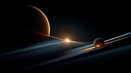Planetary rings and celestial bodies in deep space.