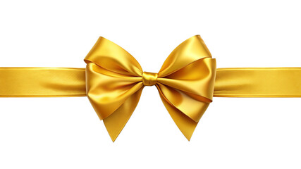 Luxury Yollow Satin Ribbon with Bow – Elegant Gift Decoration, Packaging, Logo Mockup, Branding, and Marketing Design Element (PNG Transparent Cutout)