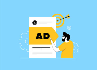 Targeted advertising campaign with precision tracking, digital ad banner optimization, real-time audience reach, marketing automation, targeted advertising conversion strategy vector illustration