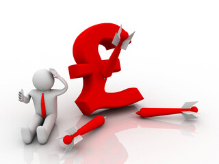 
3d illustration Pound Currency Symbol with business man