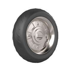 Car wheel on white background. Isolated 3D illustration