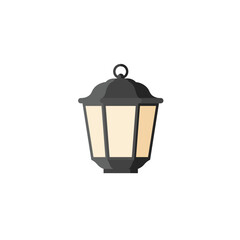 Illustration of a classic outdoor lamp with a dark gray shade and light yellow paneled sides