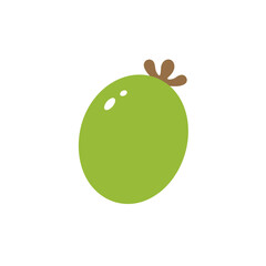 Minimalist illustration of a round, green plant with a brown stem against white