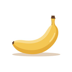 A stylized, yellow banana curves against a stark white background in a simple vector illustration