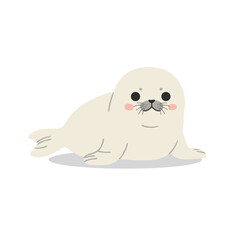 Cartoon of a lying white seal