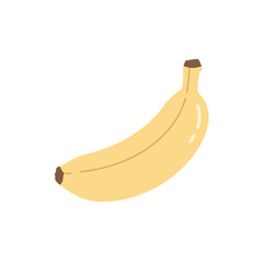 Cartoon-style illustration of a single, ripe yellow banana on a white background
