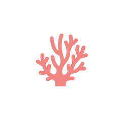 Simple salmon-colored coral illustration against a stark white background, marine life depiction
