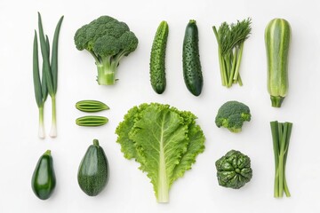Vibrant Green Vegetables A Culinary Delight of Fresh Broccoli, Cucumbers, Zucchini, and More