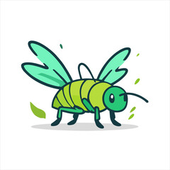 Modern Grasshopper Logo, Cartoon Vector Illustration Art