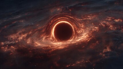 Fiery cosmic vortex surrounds a black hole.