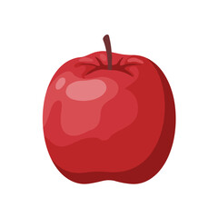Stylized illustration of a bright red apple on a stark white background