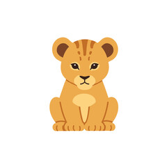 Cute stylized lion cub with brown ears and stripes on its head