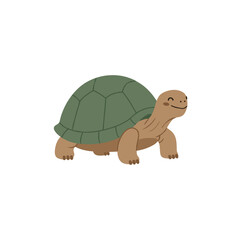 Cartoon turtle illustration with a green shell and a cheerful, smiling face
