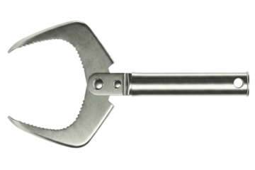 Precision tool with serrated stainless steel claws for gripping and cutting isolated on a transparent background