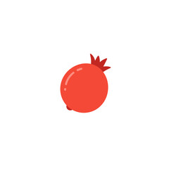 Cartoon-style illustration of a red pomegranate with a spiky crown on a white background