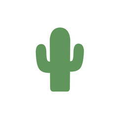 Simple olive green cartoon cactus illustration against a blank white backdrop