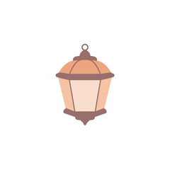Stylized illustration of a peach-colored street lamp, simplistic and decorative, set against a white background