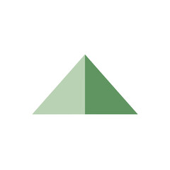 Triangle with light and dark green shades at the bottom against a white background