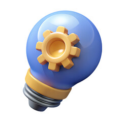 3d render of blue light bulb with gear