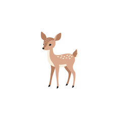 Stylized illustration of a fawn, with white spots, on a white background