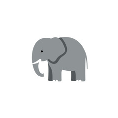 Obraz premium Flat, geometric illustration of a gray elephant isolated against a white background, facing left