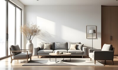 Chic Modern Living Room Highlighting a Plush Sofa