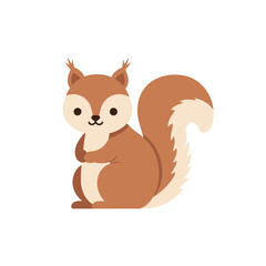 Cartoon illustration of a brown squirrel with a large tail on a white background