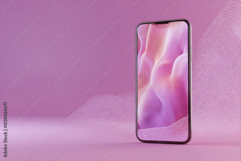 Fototapete Mobile App Crash Screen Featuring Abstract Geometric Distortion With a Clean Left Margin and Soft Color Gradient Background