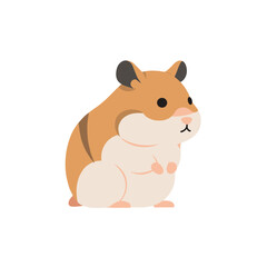 Cute, cartoon-style hamster with brown fur and a cream-colored belly, isolated on white